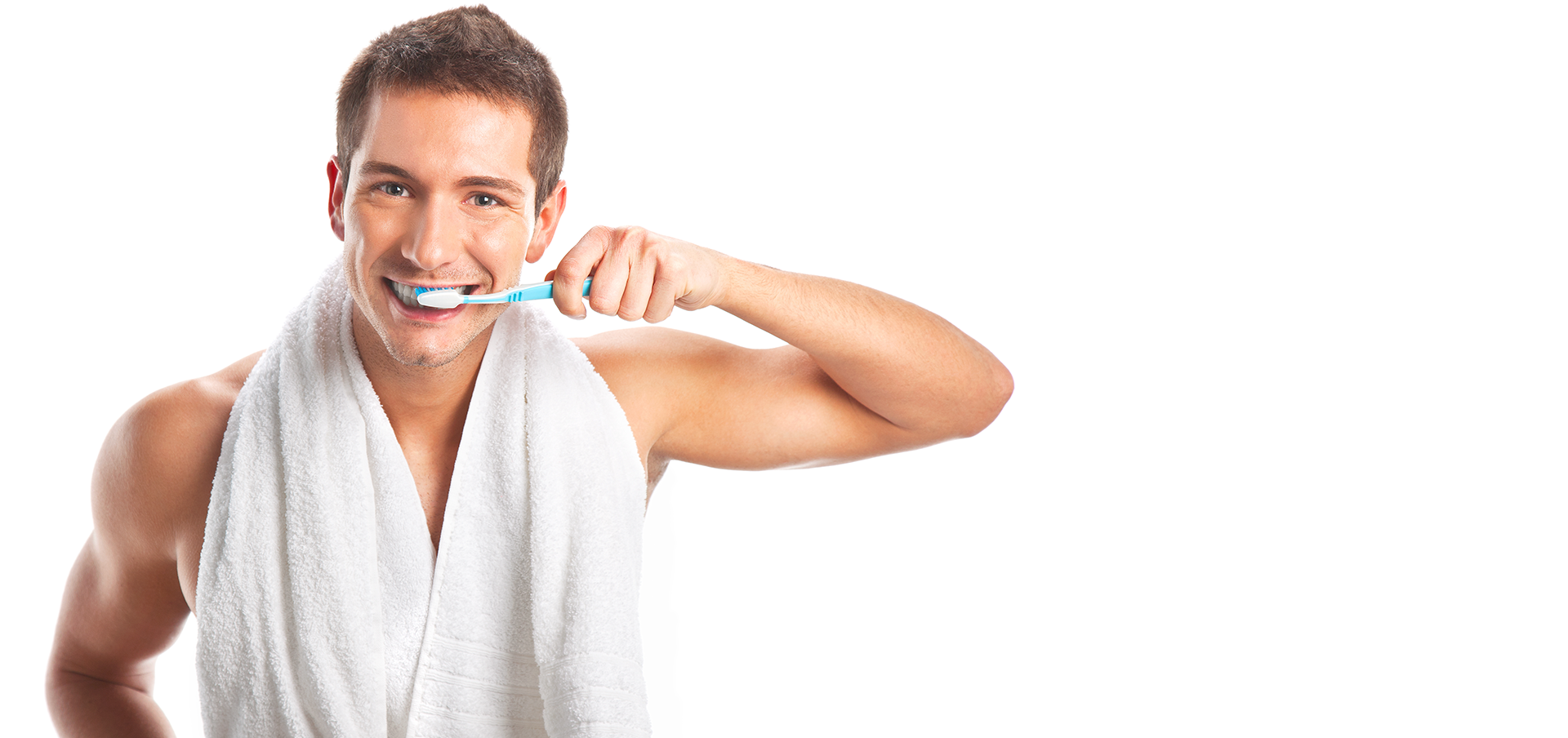 man brushing his teeth